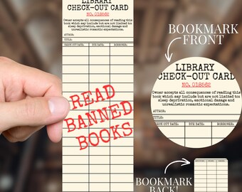Library Card Bookmark - Read Banned Books, Catalogue Card