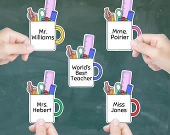 Personalized Teacher Name Sticker: Laptop, Water bottle, Planner decals | School Supply Stickers