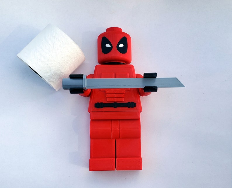 Marvel Comics Deadpool Toilet Paper Holder Deadpool Marvel Comics Superheroes Decor Kids Bathroom Decor 3D Printed image 1