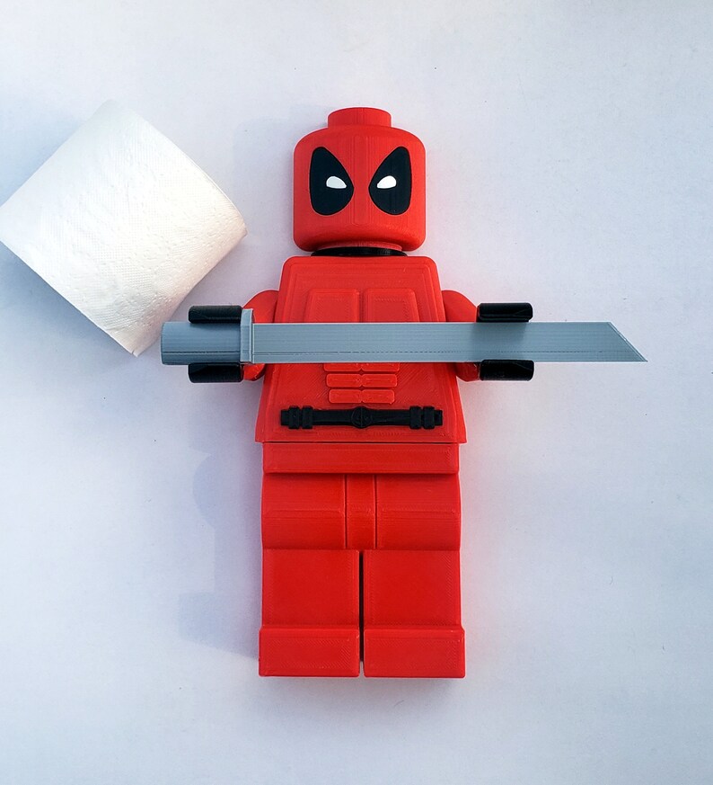 Marvel Comics Deadpool Toilet Paper Holder Deadpool Marvel Comics Superheroes Decor Kids Bathroom Decor 3D Printed image 2