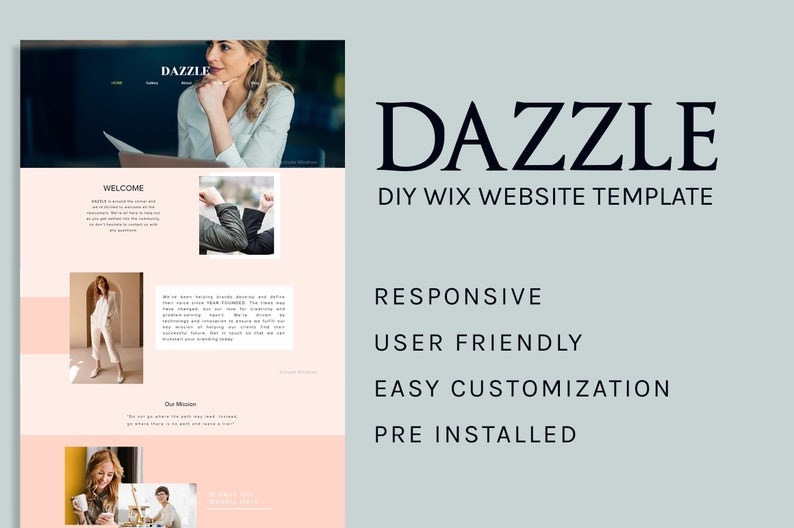 DAZZLE Wix site Premium Template Etsy
