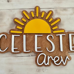 Personalized Boho Name Sign - Custom Sun Nursery Decor