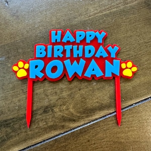 Custom Paw Birthday Cake Topper - Personalized Decor for Paw Pup Birthday Party