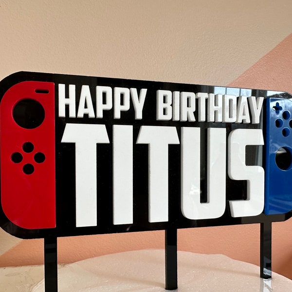 Custom Gamer Cake Topper - Personalized Decor for Video Game Birthday Parties
