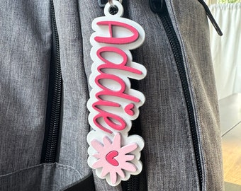 Custom Flower Name Keychain