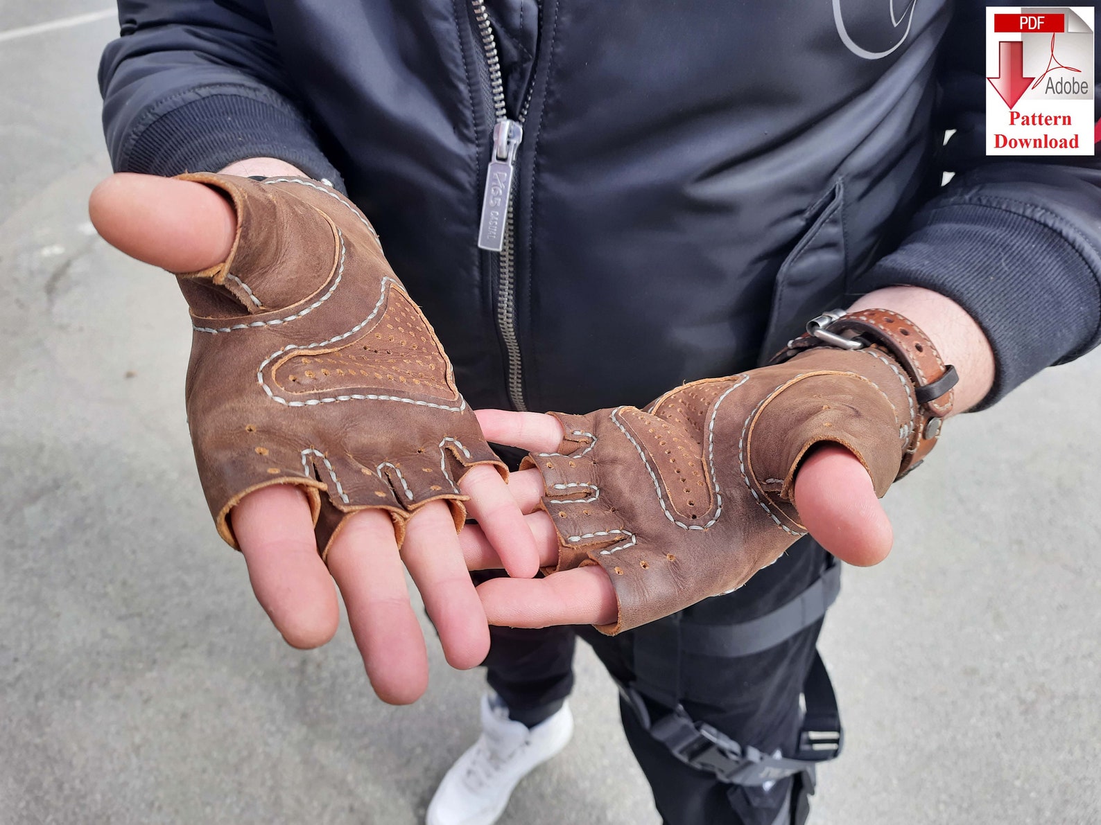 Pattern PDF leather men's fingerless gloves Etsy