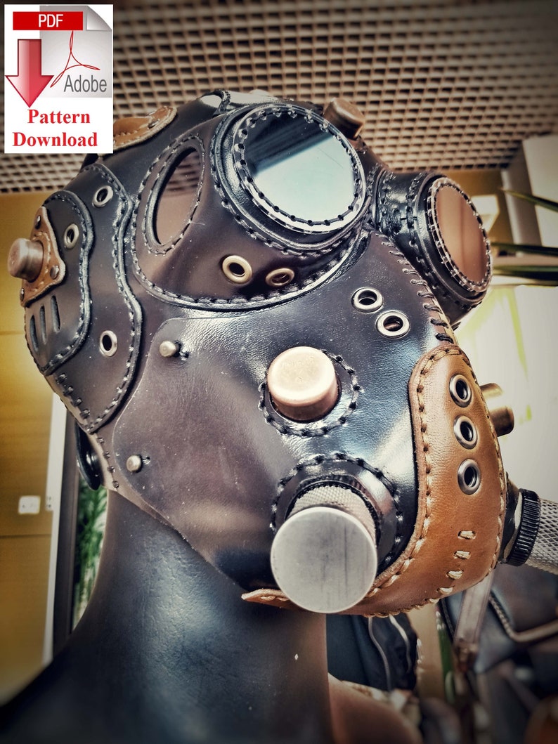 Pattern PDF leather Steampunk/Dieselpunk mask v7 Etsy