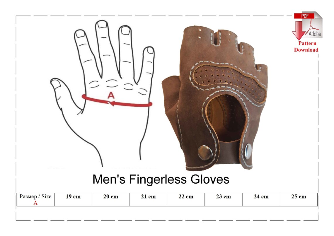 Pattern PDF leather men's fingerless gloves Etsy