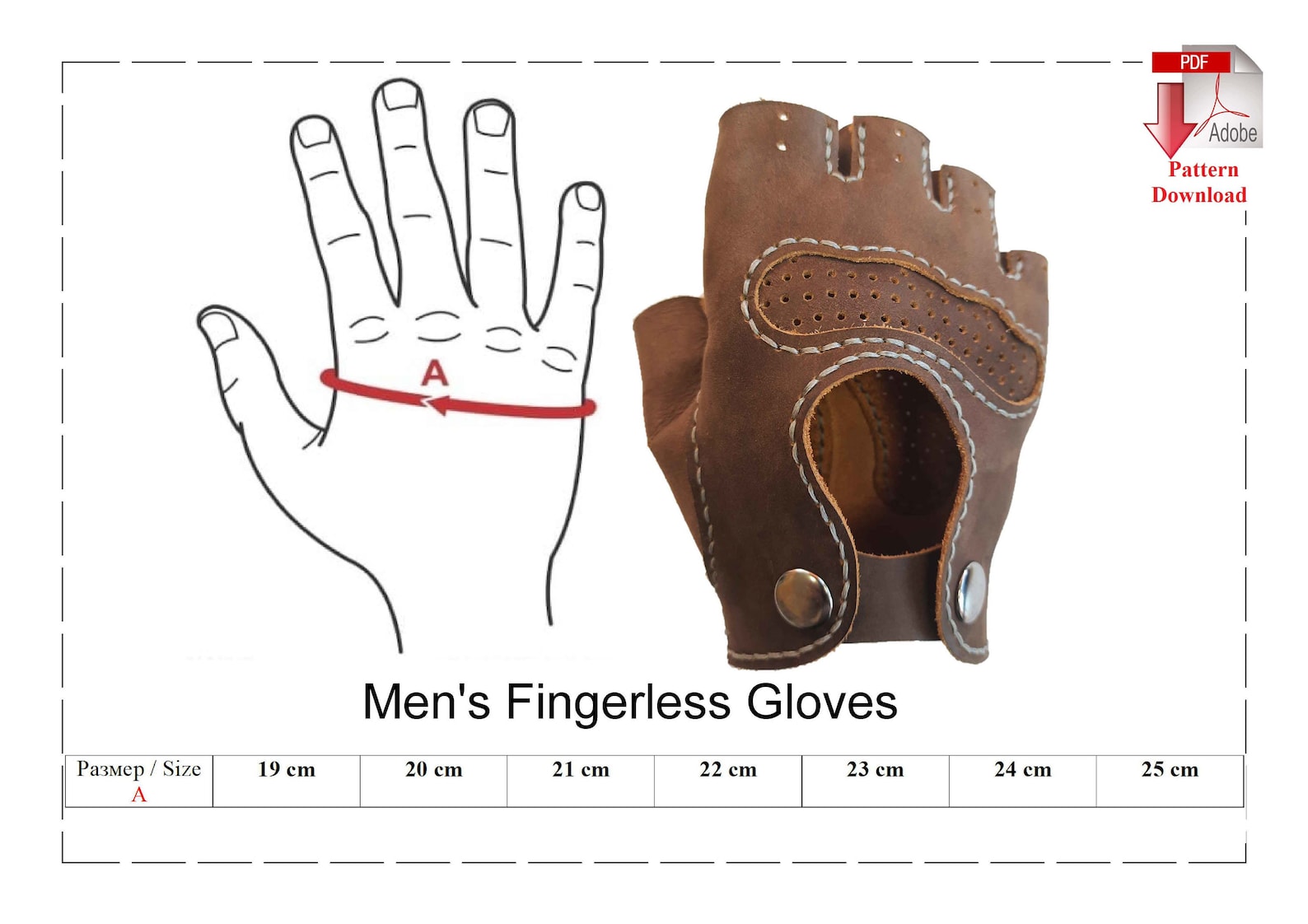 Pattern PDF leather men's fingerless gloves Etsy