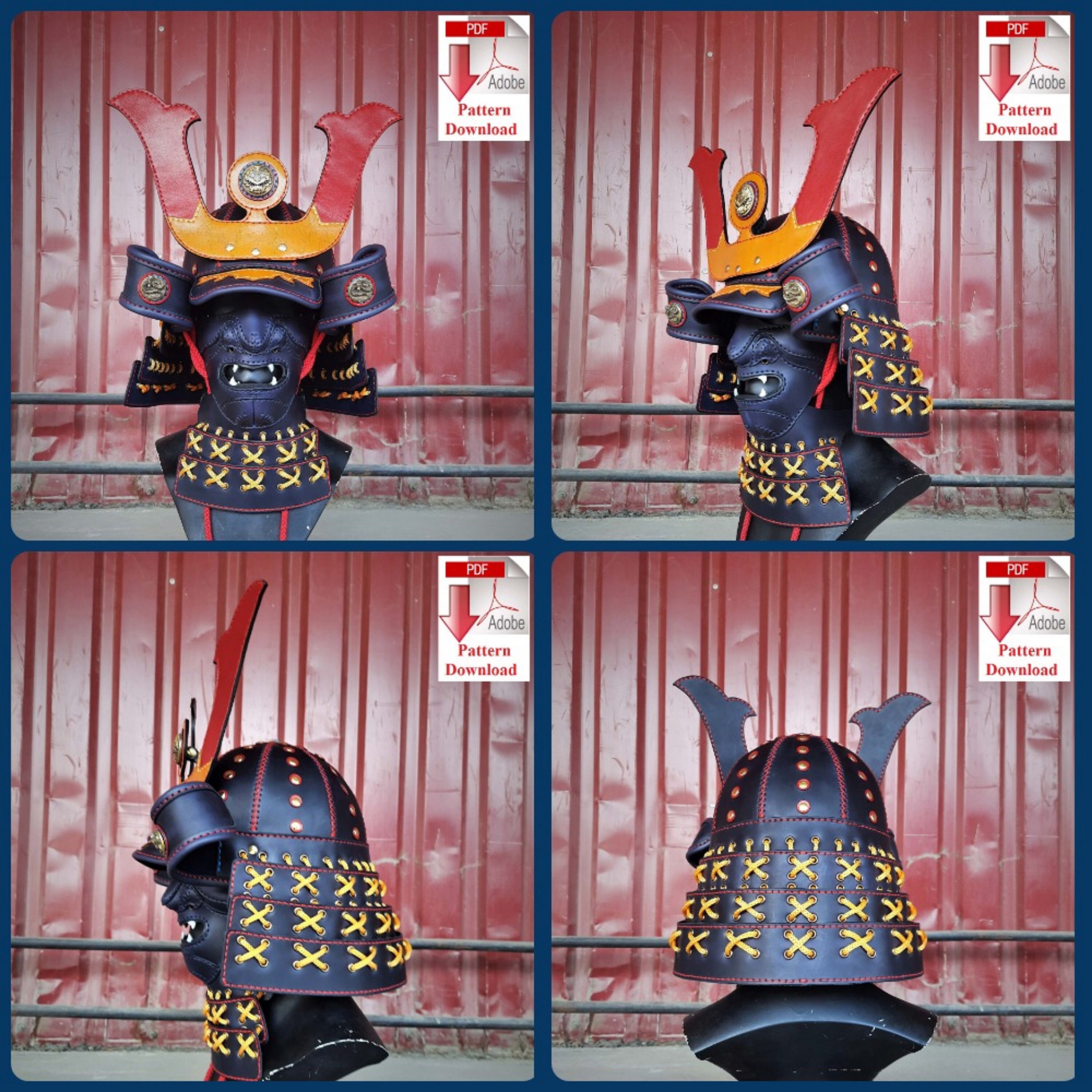 Pattern PDF leather Samurai helmet and mask | Etsy