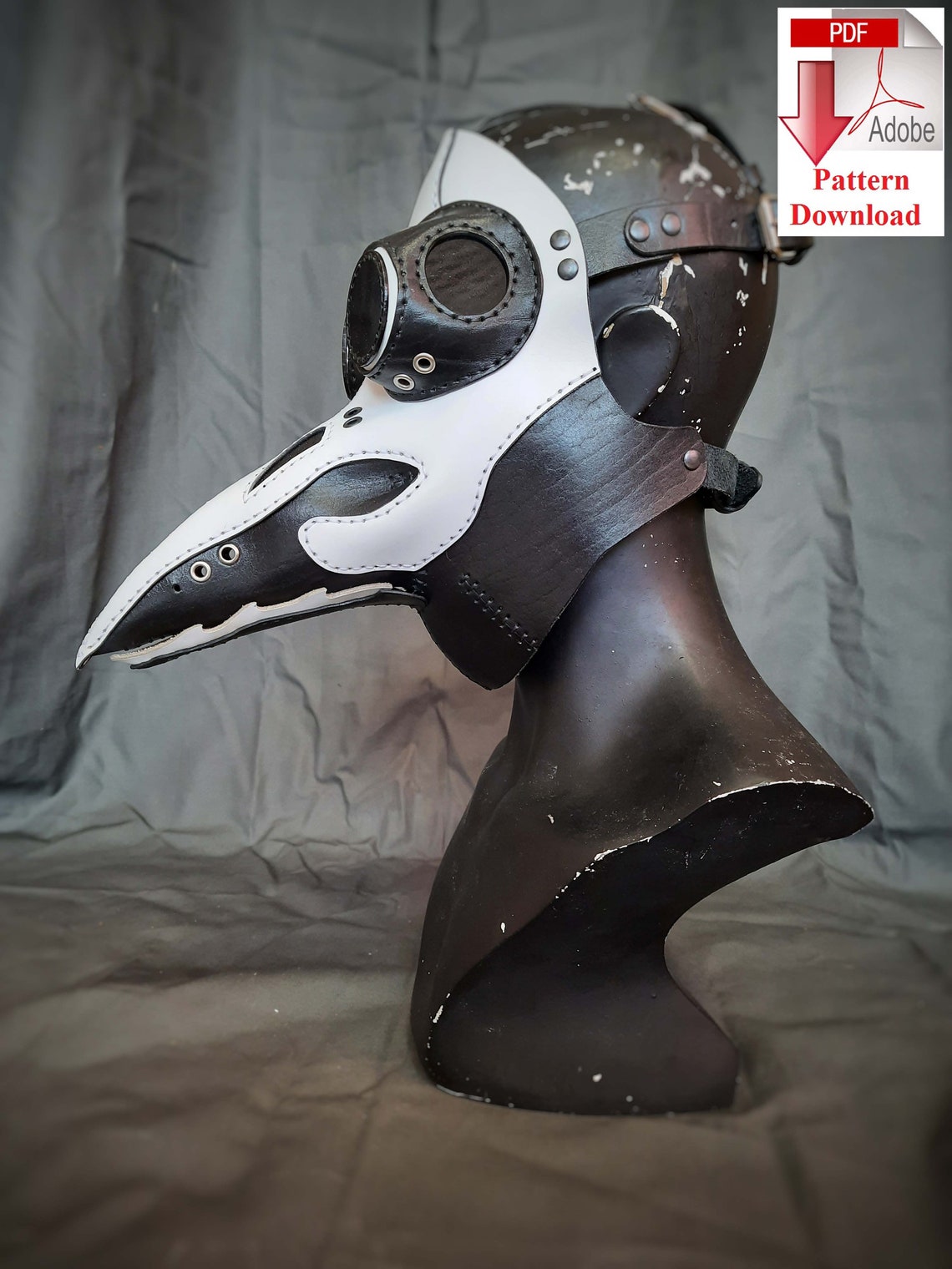 Pattern PDF leather Plague Doctor mask V32 Etsy