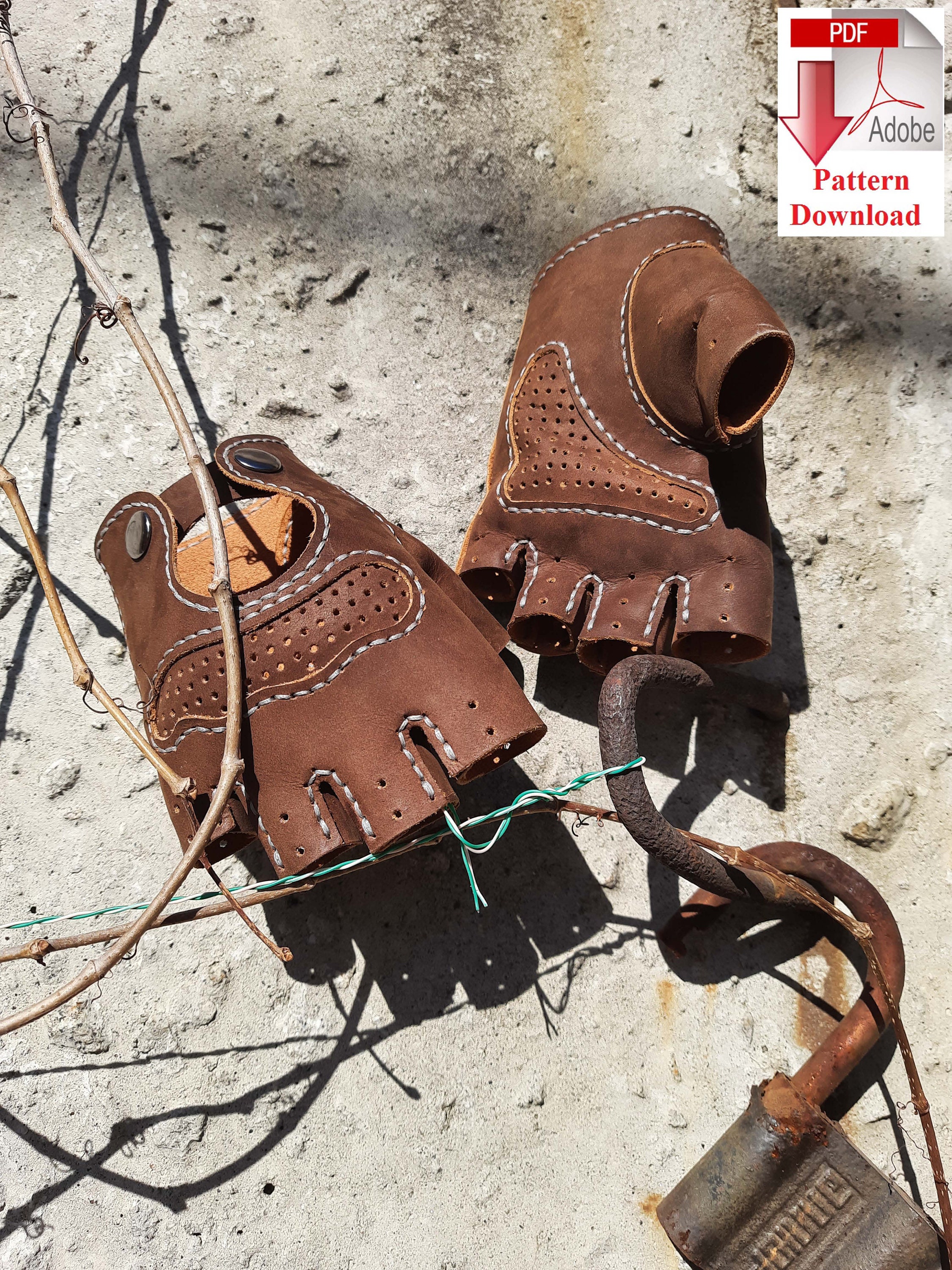 Pattern PDF leather men's fingerless gloves Etsy