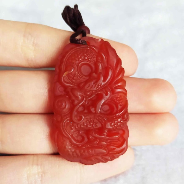 Red Jade Pendant Etsy