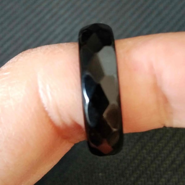 6mm Natural Obsidian ring couple ring