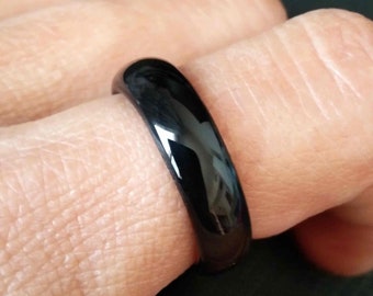 Natural Mexican Velvet Obsidian Ring Solid 925 Sterling Silver Handmade Jewelry Size 6.5