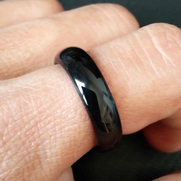 Bague de couple en obsidienne naturelle