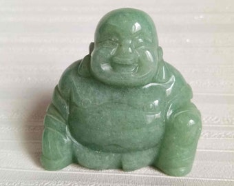 Natürliche grüne Jade geschnitzte Buddha-Tee-Haustier-Statue E718