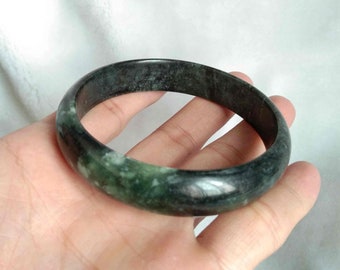 61mm Natural jade carved bracelet,  Lucky bracelet F188