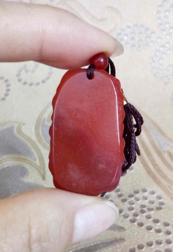 Natural red jade carved tiger amulet pendant E128