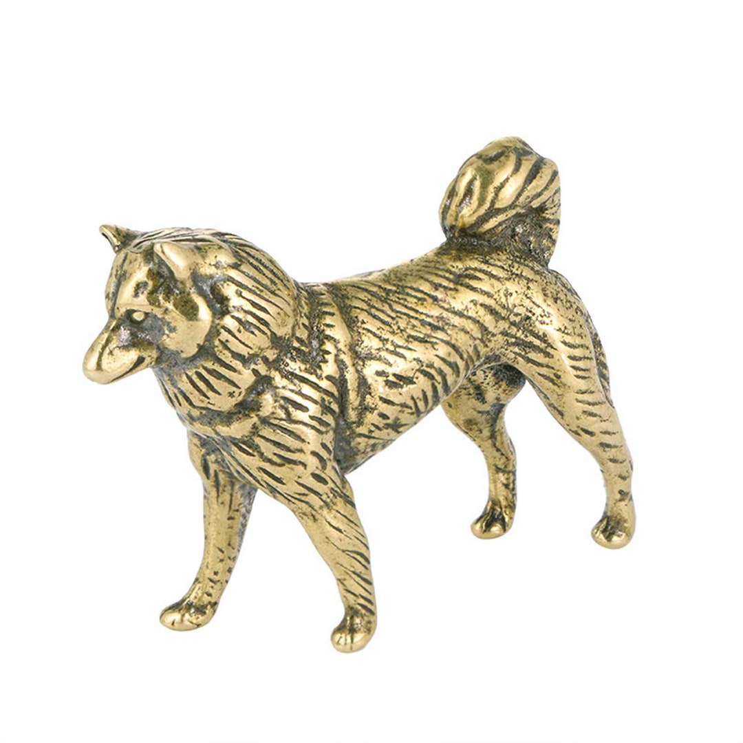 Solid Brass Hand Carved Dog Statue Home Decoration Creative Etsy