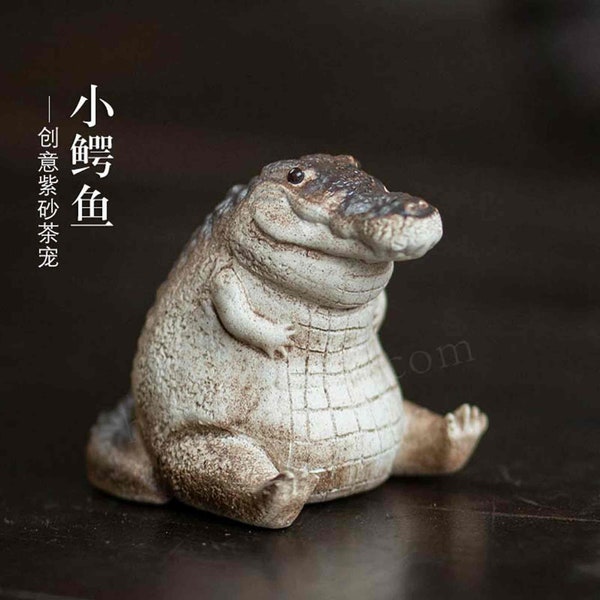 Animaux de compagnie de thé de crocodile sculptés à la main de Yixing Zisha chinois, artisanat personnalisé d'animal de compagnie de thé