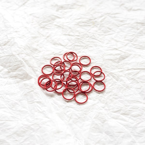 50 Red Jump Rings, 10 and 8mm, Metal Coated Jump Rings, Open Rings, Jewelry Supplies, Colored Jump Rings, Earring Components Findings