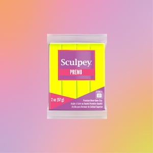Sculpey Premo Fluorecent Yellow 57g, polymer clay wholesale, oven bake clay for jewelry, neon clay, fresh polymer clay tool, clay cutter
