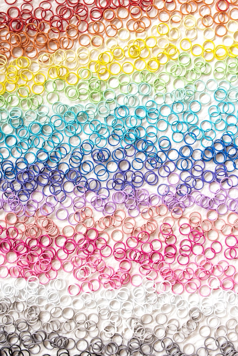 200 Assorted Colored Jump Rings, 10 and 8mm, Metal Coated Jump Rings, Open Rings, Jewelry Supplies, Colored Jump Rings, Earring Components image 2