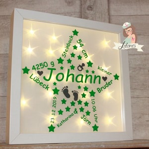 3D Leuchtrahmen personalisiertes Geschenk Geburt LED Lampe Taufe Nachtlicht Bild 5