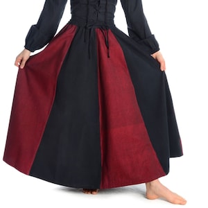 Medieval skirt Ginover made of cotton with elastic band for women | Authentic medieval pleated skirt in two colors | HEMAD LARP garment