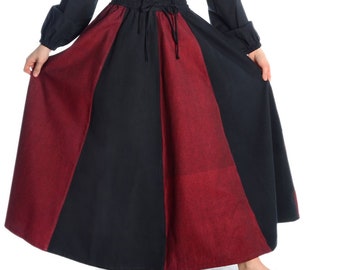 Medieval skirt Ginover made of cotton with elastic band for women | Authentic medieval pleated skirt in two colors | HEMAD LARP garment