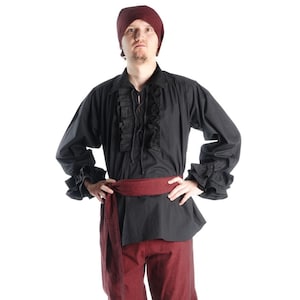 Medieval ruffled shirt Renaissance shirt Steampunk lace-up shirt Pirate Isenhart made of cotton White, Black Fantasy Cosplay