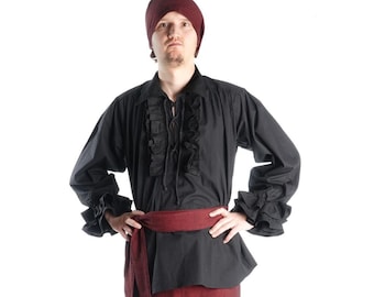 Medieval ruffled shirt Renaissance shirt Steampunk lace-up shirt Pirate Isenhart made of cotton White, Black Fantasy Cosplay