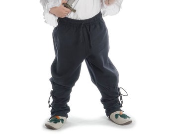 Medieval trousers Sigestab for children made of cotton | Medieval LARP Viking boys trousers with lacing on the calf | HEMAD garb