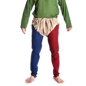 Medieval Mi-Parti leg warmers Ambigal two-tone made of cotton | HEMAD garment LARP