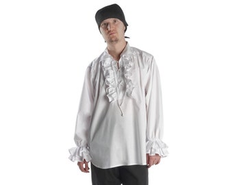 Camisa medieval com babados em algodão Isenhart | Camisa Renascentista | Cosplay de fantasia pirata steampunk