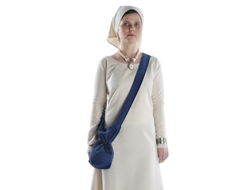 Sac à bandoulière médiéval Amalaberga en coton | Sac pochette avec laçage LARP | HEMAD