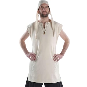 Mouwloze Viking tuniek 100% katoen V-kraag Jorel | Middeleeuws bovenkleed | HEMAD LARP-kleding
