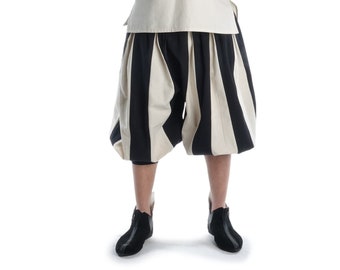 Landsknecht Trousers Morold Black Beige Cotton | HEMAD LARP Clothing