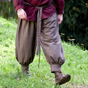 Viking Rus Pants Munin Herringbone Pattern Brown Black | Vikings Fishbone Pants