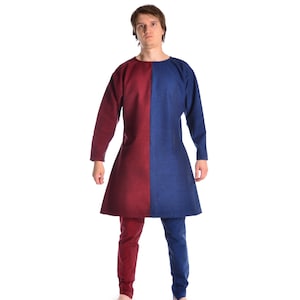 Mi-Parti Medieval Tunic Court Jester Herald Alphart Men's Two-Tone