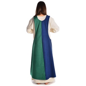 Medieval Surkot Mi-Parti Overdress Two-Tone Irekel Made of Cotton Medieval dress HEMAD image 8