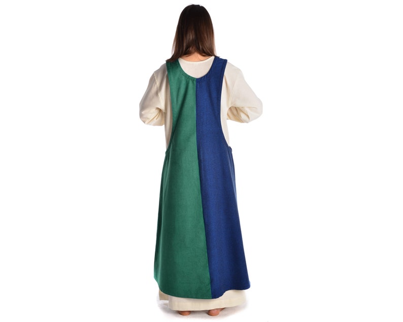 Medieval Surkot Mi-Parti Overdress Two-Tone Irekel Made of Cotton Medieval dress HEMAD image 8