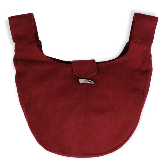 Sac Banane Médiéval En Feutre De Laine - Modèle Widia, Marron, Bouton Corne, Doublure Coton