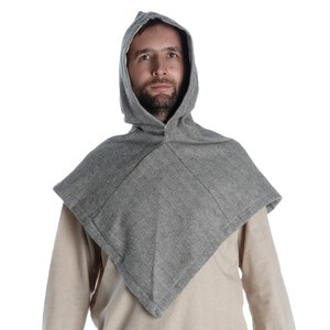 Viking Skjoldehamn hood medieval headgear Limme made of cotton herringbone pattern | HEMAD
