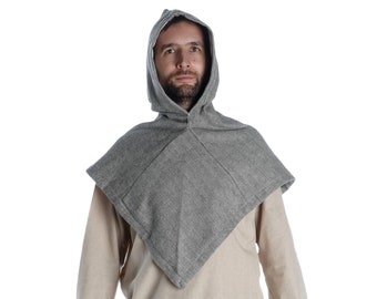 Viking Skjoldehamn hood Medieval headgear Limme made of cotton herringbone pattern | HEMAD