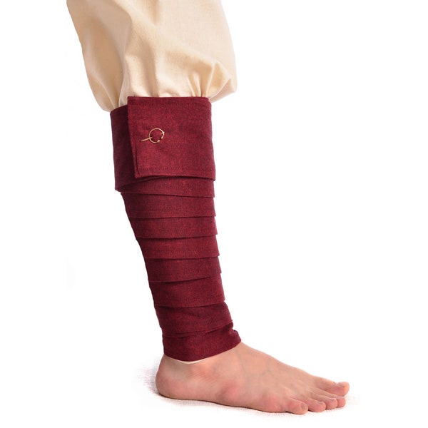 Medieval calf wrap Balder set with fibula pair made of cotton | Medieval Viking LARP Leg Wrap Winingas | HEMAD garb
