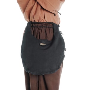 Sac médiéval Egil en coton marron, rouge, noir | Vêtements HEMAD LARP | sac ceinture