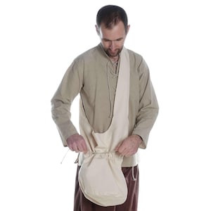 Große Beuteltasche Mittelalter Umhängetasche Baumwolle | Mittelalterliche Beutel-Tasche mit Schnürung zum Umhängen | LARP Tasche