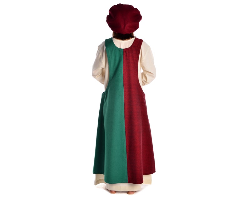 Medieval Surkot Mi-Parti Overdress Two-Tone Irekel Made of Cotton Medieval dress HEMAD image 10